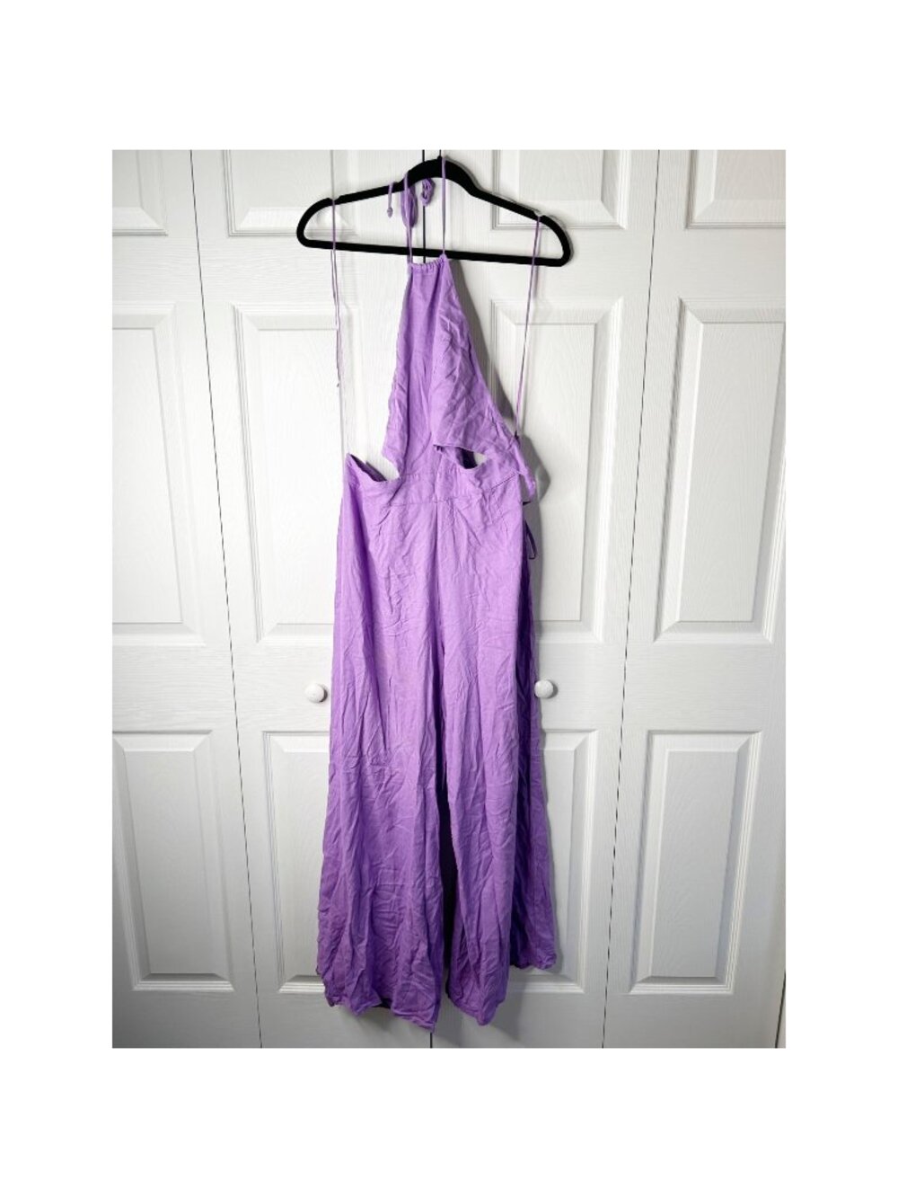 Louna Lavender Purple Backless Tie Back Cutout Jumpsuit Women's Size Large L